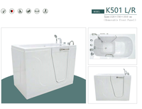 Baignoire de plain-pied d'hydromassage autoportante blanche moderne CE Baignoire de trempage antidérapante 1 personne Jets écologiques