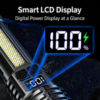 Lampe torche super lumineuse à zoom, longue portée, haute intensité, autonomie prolongée, affichage numérique, rechargeable