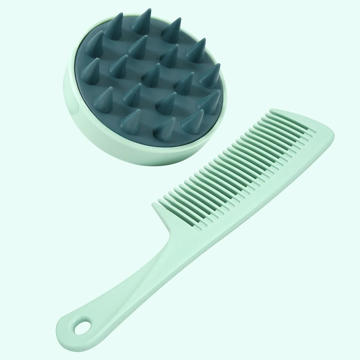 Siliconen Haarborstel Met Brede Tandenborstel Set Ontwarren Kam Hoofdhuid Massager Shampoo Borstel Voor Nat Droog Krullend Haar Kam Set