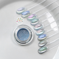 Poudre à ongles magnétique effet œil de chat blanc porcelaine, blanc argenté, effet eau claire, haute brillance, pigment transparent pour nail art