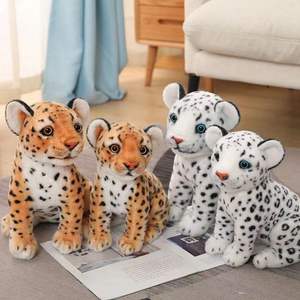 Simülasyon hayvan bebek oyuncakları sevimli leopar bebek peluş oyuncak çiçekli leopar kar leoparı ev dekorasyonu hayvan bebek oyuncakları - Product Image 5