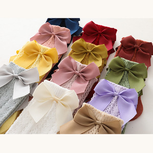 0-7 años verano español malla bebé niñas hasta la rodilla calcetín ahuecado algodón Color caramelo niños pequeños calcetines de malla para bebés <span class=keywords><strong>con</strong></span> Lazo de cinta - Product Image 4