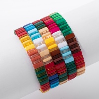 Bracelet extensible en perles acryliques colorées, fait main, arc-en-ciel, empilable, avec certificat REACH