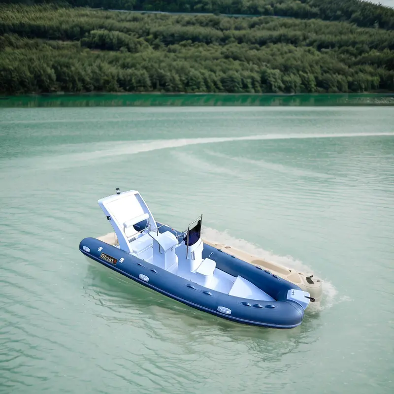 2023 nuevo barco de costilla Hypalon de 7 personas Waterplay Craft con motor fuera de borda PVC duradero y Material de fibra de vidrio certificado CE