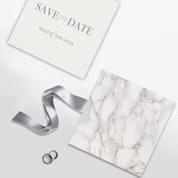 Boîtes rigides d'invitation luxueuses en marbre blanc rectangulaire, matériaux recyclés, dorure à chaud, gaufrage UV, papier mat, pour invitations de mariage