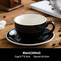 Vente en gros 75ml 200ml 250ml 300ml Tasse et assiette à thé Espresso Latte Ensembles de tasses à café en céramique imprimées avec logo personnalisé Tasse à cappuccino et soucoupe