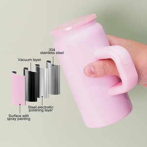Venta caliente <span class=keywords><strong>16oz</strong></span> sublimación personalizada taza con mango de paja de doble capa de acero inoxidable taza aislada al vacío - Product Image 4