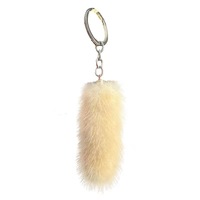Porte-clés en fourrure de vison naturelle véritable de 8 cm, pendentif de sac pour femme, mini-porte-clés en queue de vison moelleuse et pelucheuse, mignon porte-clés DIY à suspendre