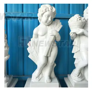 Patung alas marmer putih anak-anak, ukiran batu dan patung anak