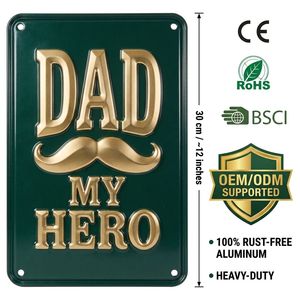 Letrero Metálico Wanfeng Dad My Hero, 100% Aluminio Resistente a la Oxidación, Resistente a la Intemperie, Regalo para el Día del Padre, Decoración <span class=keywords><strong>de</strong></span> Pared, Venta al Por Mayor - Product Image 2