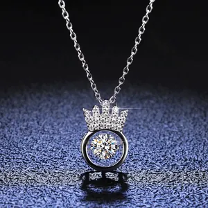 Kişisel özel taç kızlar kolye CrownJewelry Dainty elmas Charm Trendy basit VVS zincir özel Moissanite kolye