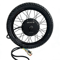 Roue de moto à moteur intégré DELFAST QS205 19*1.6 noire 72V5000W 3.5T avec déport de 150mm et pneu de route 80/100-19 à prix abordable