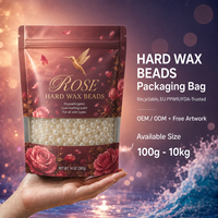 Sachet d'emballage personnalisé de luxe pour cire dure en grains, pochette vide autoportante avec fenêtre