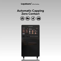 Distributeur automatique de café moulu frais, type « Bean to Cup », pour zone à fort trafic en centre commercial, écran tactile de 32 pouces, service libre 24h/24 sans surveillance
