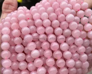 Contas de quartzo rosa lustradas naturais para mulheres e presentes, joias de cristal de cristal de contas lustradas por atacado