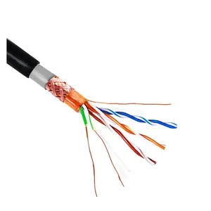 Kabel Lan Ethernet jaringan tembaga Bare 24awg pasangan terpilin terlindung kabel luar ruangan Cat5e kualitas tinggi