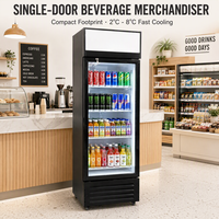 Réfrigérateur-congélateur vertical commercial à refroidissement direct et par air, porte vitrée, sans givre, étagères réglables pour hôtels et magasins