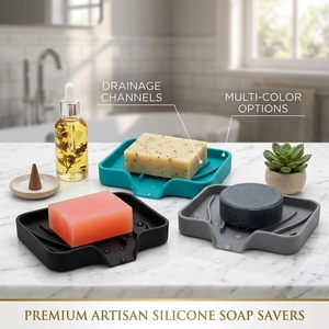Support de Savon et Éponge en Silicone Auto-Drainant Personnalisé pour Organisateur d'Évier de Salle de Bain et de Cuisine - Product Image 1