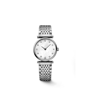 Classic Women Dress Watch Diamond Bezel Stainless Steel Band Roman Numeral Markers Date Function Sapphire Crystal Longinesing - Product Image 1