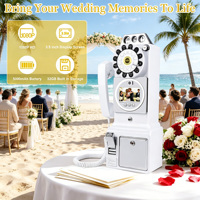 Téléphone Livre d'Or Vidéo Rétro Blanc, Batterie 5000 mAh, Stockage 32 Go+, Enregistreur Audio-Vidéo pour Mariages en Intérieur/Plage