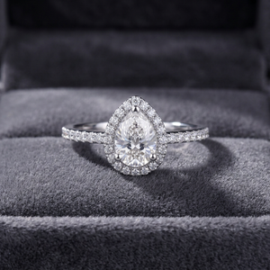 Nouvelle conception, bague de fiançailles en moissanite taille poire 2,29 carats, en argent sterling 925 plaqué rhodium, élégante pour mariage - Product Image 1