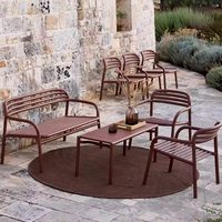 Table et chaise d'extérieur minimalistes en alliage d'aluminium, avec dossier créatif, pour cour, jardin, restaurant, villa, maison d'hôtes, mobilier de loisirs