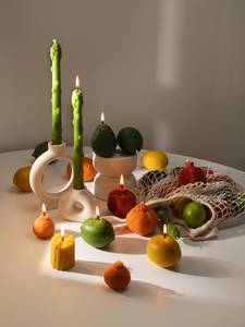 Bougie alimentaire artisanale LANJO inspirée de la nature, en cire d'abeille, aux fruits et légumes véritables, citrouille amère, poivre, style Cottagecore - Product Image 6