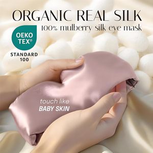 Masque pour les yeux en soie réglable avec velcro pour dormir la nuit, masque de sommeil doux et naturel pour les yeux, doux pour la peau et les cils - Product Image 4