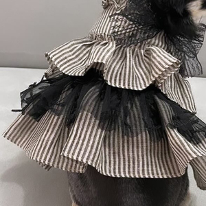 Ropa Vintage para mascotas, vestido con volantes de encaje con capas a rayas para perros pequeños y niñas, vestido de fiesta femenino, ropa de <span class=keywords><strong>Chihuahua</strong></span> de Pomerania - Product Image 2