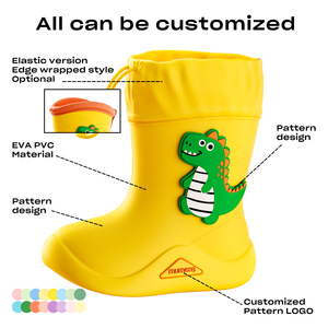 Mumeng Toptan Çocuk Yağmur Botları Unisex Karikatür Baskılı Hafif Açık Hava Kullanımı Su Oyunları Özel Logo/Renk EVA Yağmur Ayakkabıları - Product Image 4