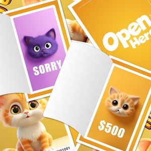 New Design 2025 Cat Cards Pull Tab Custom Award Sizes Colors Digital Printing Coated Paper Custom Pull Tab Cards - Product Image 1