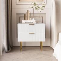 Table de Chevet en Bois de Luxe avec Pieds Dorés, Table d'Appoint Moderne pour Chambre à Coucher, Salon, Canapé – Design Unique – Offre Spéciale