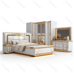 2025 New Design Modern Luxury Complete Bedroom Furniture <b>Set</b> King Size Double <b>Bed</b> Upholstered Headboard <b>Full</b> Home Furniture - Product Image 3