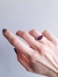 Plata de ley 92,5 con amatista Natural pulida en oro, anillo de dedo de piedras preciosas de forma ovalada suave, piedra natal de febrero - Product Image 5