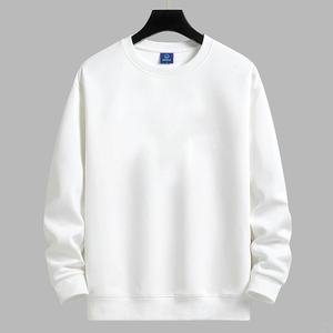 Haute qualité solide blanc Casal automne porter col rond unisexe pull sweat - Product Image 6