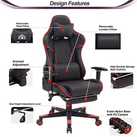 Chaise de bureau et de gaming en cuir PU avec logo personnalisé, rembourrage confortable, dossier réglable en hauteur, pivotante, roulettes mobiles, massage