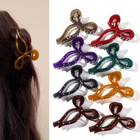 Pince à cheveux élégante en plastique PC en forme de nœud, grande pince à cheveux simple en plastique PC, accessoire antidérapant pour femmes, usage quotidien
