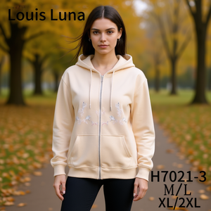 Sweat-shirt à capuche zippé pour femme Louis Luna, manches longues, tailles M/L XL/2XL, vêtements de sport décontractés pour l'automne et l'hiver, H7021-3 - Product Image 2