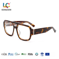Montures optiques en acétate en gros, verres correcteurs anti-lumière bleue, design carré à double pont, lunettes de qualité supérieure pour le bureau et la lecture