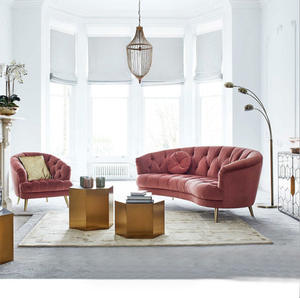 Sillón de Diseño Moderno para Sala de Estar, Sofá de Terciopelo de 2-3 Plazas con Estructura de Acero Inoxidable para Hotel, Cafetería y Hogar - Product Image 3