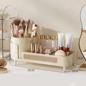 Hot selldesktop mỹ phẩm Organizer nhựa <span class=keywords><strong>container</strong></span> 360 độ xoay trang điểm bàn chải lưu trữ chủ - Product Image 1