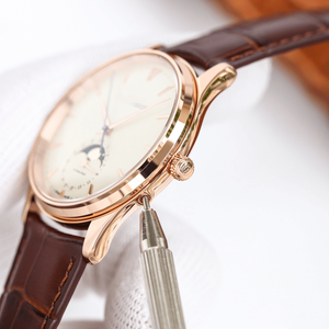 Men's Elegant Automatic Mechanical Watch with Moon Phase <b>Calendar</b> Leather Strap Stainless Steel Case for Business and Daily Wear - Product Image 4