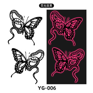 Pegatinas de tatuaje fluorescentes rojas de fábrica, impermeables, duraderas, <span class=keywords><strong>brazo</strong></span> de <span class=keywords><strong>flores</strong></span> artificiales, pegatinas de tatuaje temporal para hombres y mujeres - Product Image 4