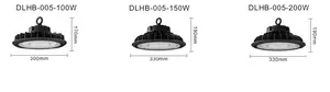 Lampu gantung industri cahaya gudang pabrik lampu gantung UFO LED 200W lampu Teluk tinggi