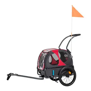 Rimorchio bici Cargo Carrello per I Cani e Gli Animali Domestici con 3 Ingressi Ruote di Grandi Dimensioni per Off-Road & Schermo di Maglia