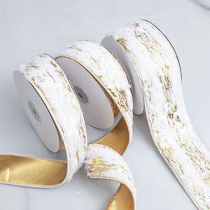 Pita Bulu Emas dengan Cetakan Panas dan Tepi Kawat Emas untuk Dekorasi Natal - Product Image 6