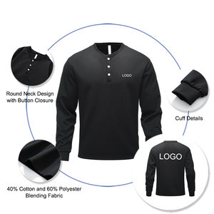 Men's Regular Fit <strong>Henly</strong> Neck Full Sleeve Cotton Blending Spring <strong>T</strong>-<strong>shirts</strong> with Ribbed Cuff Custom Logo Long Sleeve <strong>T</strong> <strong>Shirts</strong> - Product Image 2