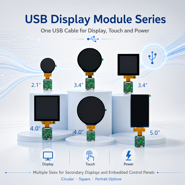 USB 2.0 IPS Display Module 2.1 to 5.0 Inch Mini Secondary Monitor for Raspberry Pi and PC Plug and Play