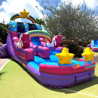 Château gonflable personnalisé avec toboggan aquatique commercial en forme de licorne, toboggans aquatiques avec piscine pour enfants et adultes, jeux de fête