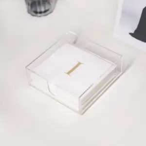 Suporte de tecido acrílico para mesa de jantar, porta-guardanapos de plástico transparente personalizado, caixa de tecido quadrada acrílica